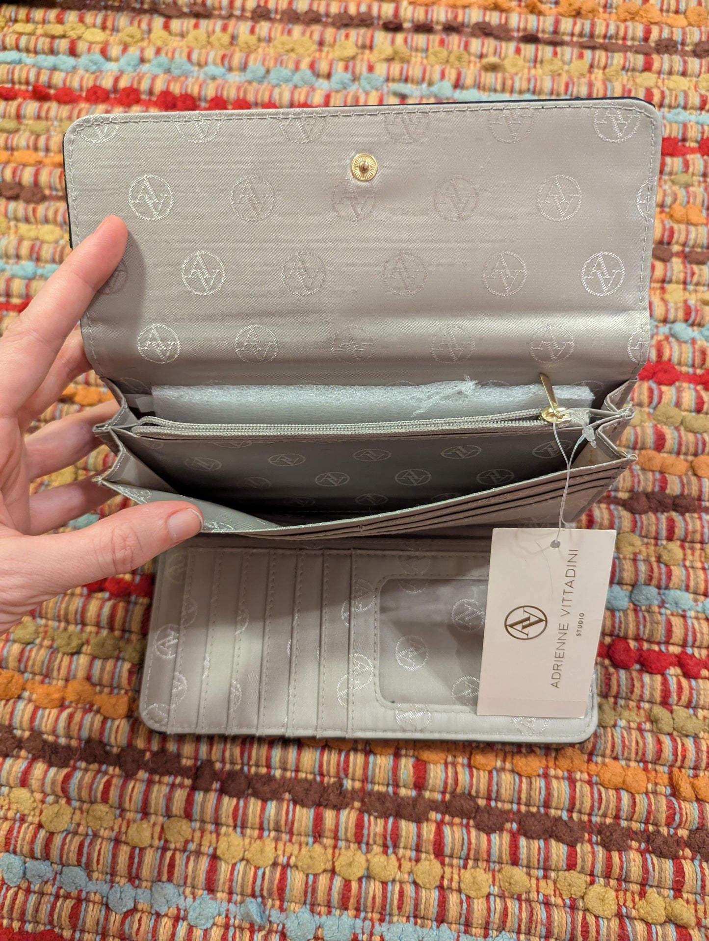 Adrienne Vittadini Fashion Designer Wallet, Smooth Snap Closure, New w/ Tags