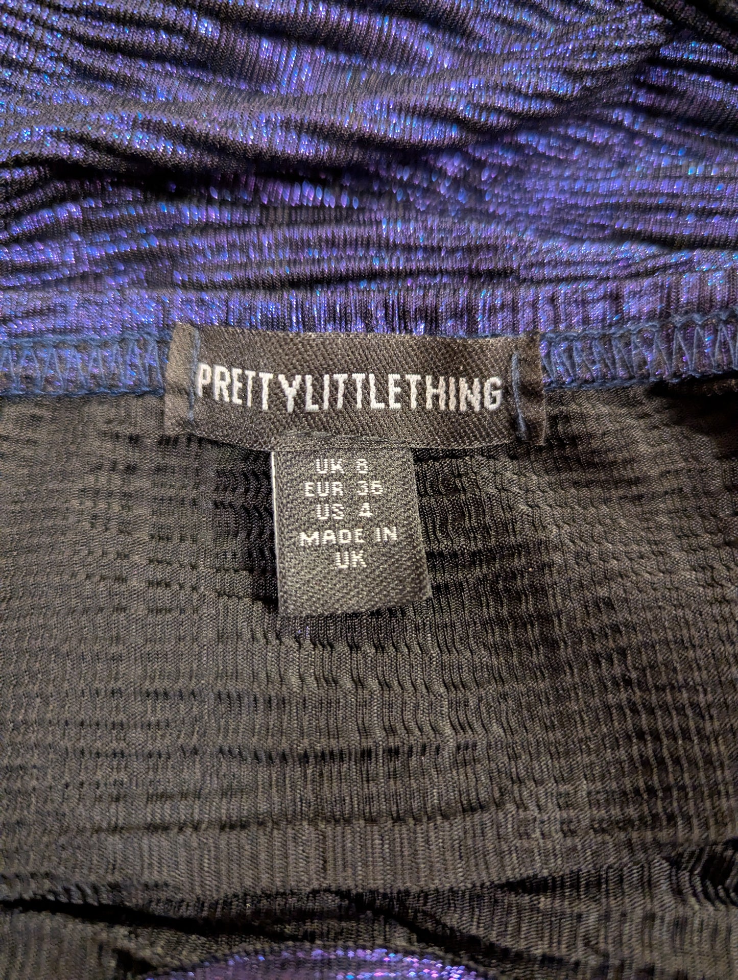 PrettyLittleThing Like-New Skin-Tight Purple Party/Cocktail Tie-Neck Mini Dress