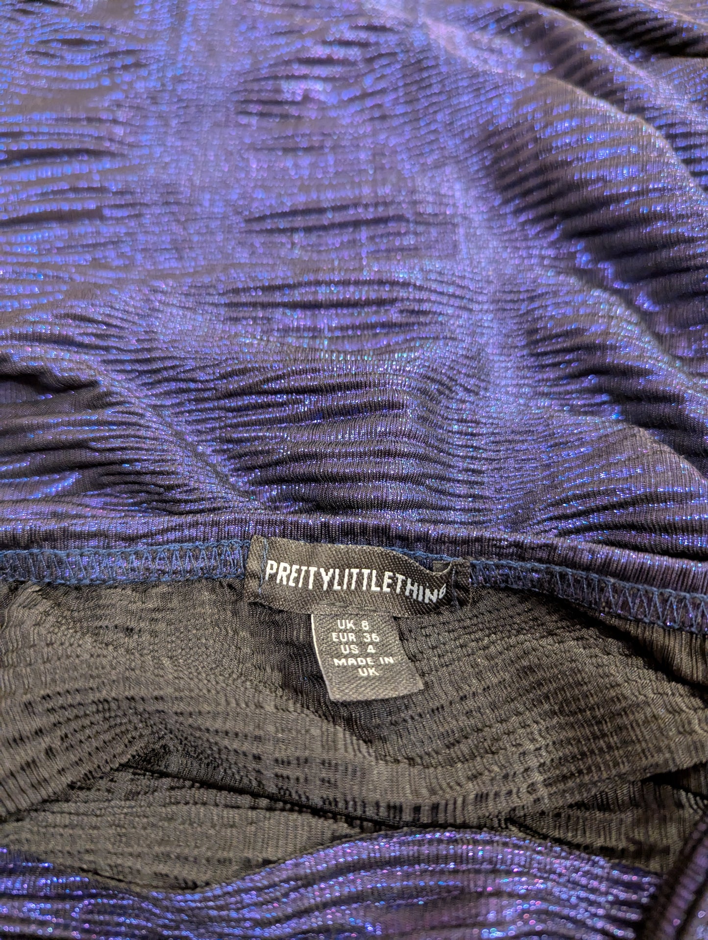 PrettyLittleThing Like-New Skin-Tight Purple Party/Cocktail Tie-Neck Mini Dress