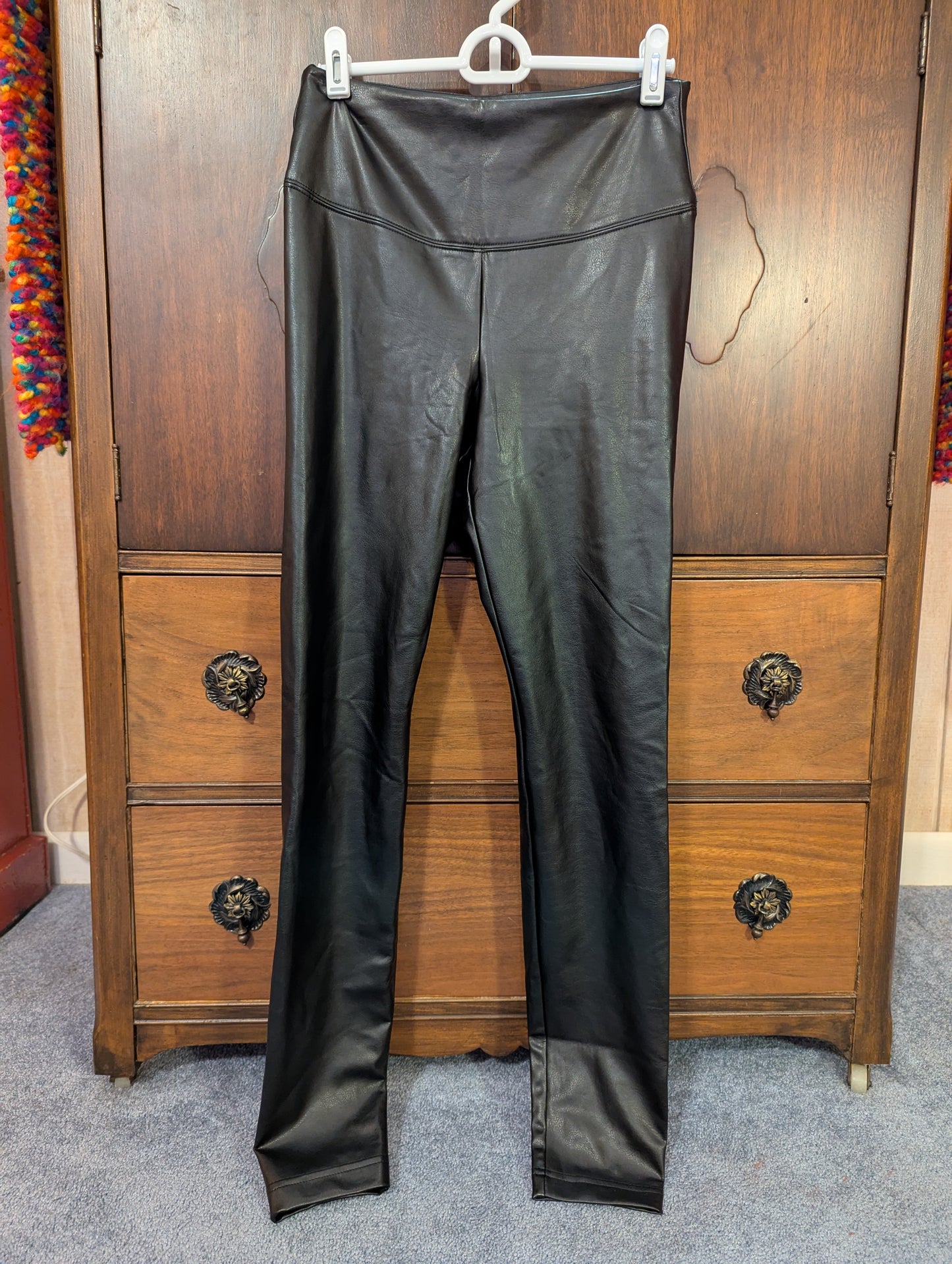 WhiteHouseBlackMarket New w/ Tags Black Vegan Leather Runway Leggings, Gothic/Punk Rock/Rave/EDM