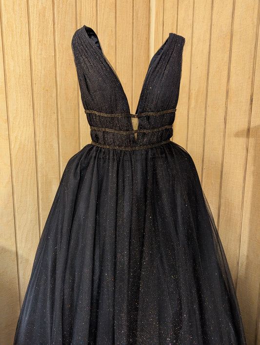 Discontinued! Saks Fifth Ave. Feyre Acheron Night Court Style Gown with Mesh Overlay that Glitters like Stars